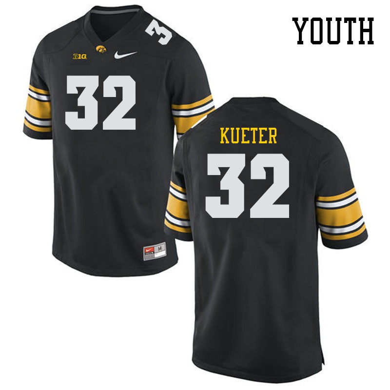 Youth #32 Ben Kueter Iowa Hawkeyes College Football Jerseys Stitched Sale-Black - Click Image to Close